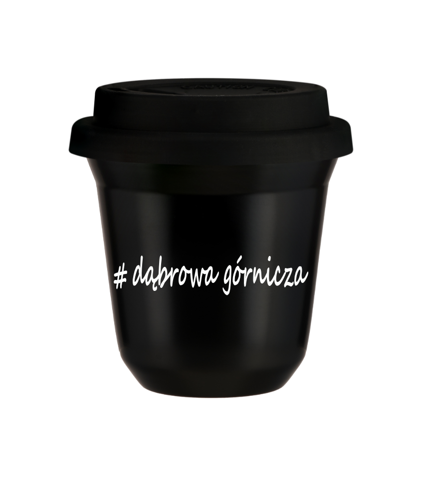 Tasse 240 ml NOIR "Wałbrzych", avec couvercle noir Tasse 240 ml NOIR "Wałbrzych", avec couvercle noir