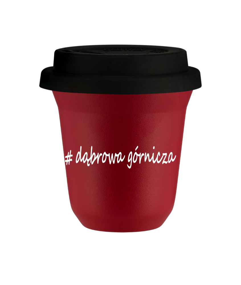 Tasse 80 ml ROUGE "Wałbrzych", avec couvercle noir