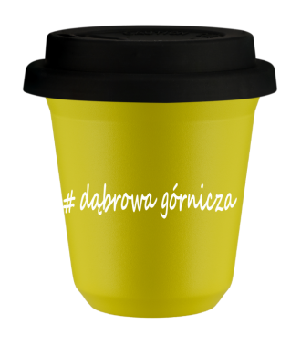 Tasse 240 ml JAUNE "Wałbrzych", avec couvercle noir Tasse 240 ml JAUNE "Wałbrzych", avec couvercle noir
