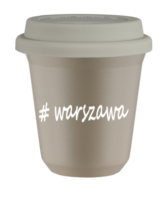 Tasse 150 ml BEIGE "Warszawa", avec couvercle blanc Tasse 150 ml BEIGE "Warszawa", avec couvercle blanc