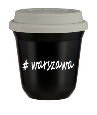 Tasse 150 ml NOIR "Warszawa", avec couvercle blanc Tasse 150 ml NOIR "Warszawa", avec couvercle blanc