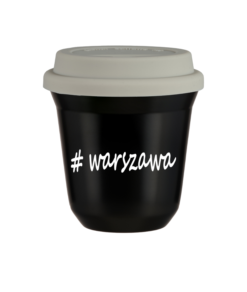 Tasse 150 ml NOIR "Warszawa", avec couvercle blanc Tasse 150 ml NOIR "Warszawa", avec couvercle blanc