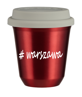 Tasse 80 ml ROUGE MÉTALLIQUE "Warszawa", avec couvercle blanc Tasse 80 ml ROUGE MÉTALLIQUE "Warszawa", avec couvercle blanc