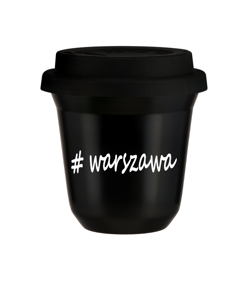 Tasse 150 ml NOIR "Warszawa", avec couvercle noir Tasse 150 ml NOIR "Warszawa", avec couvercle noir