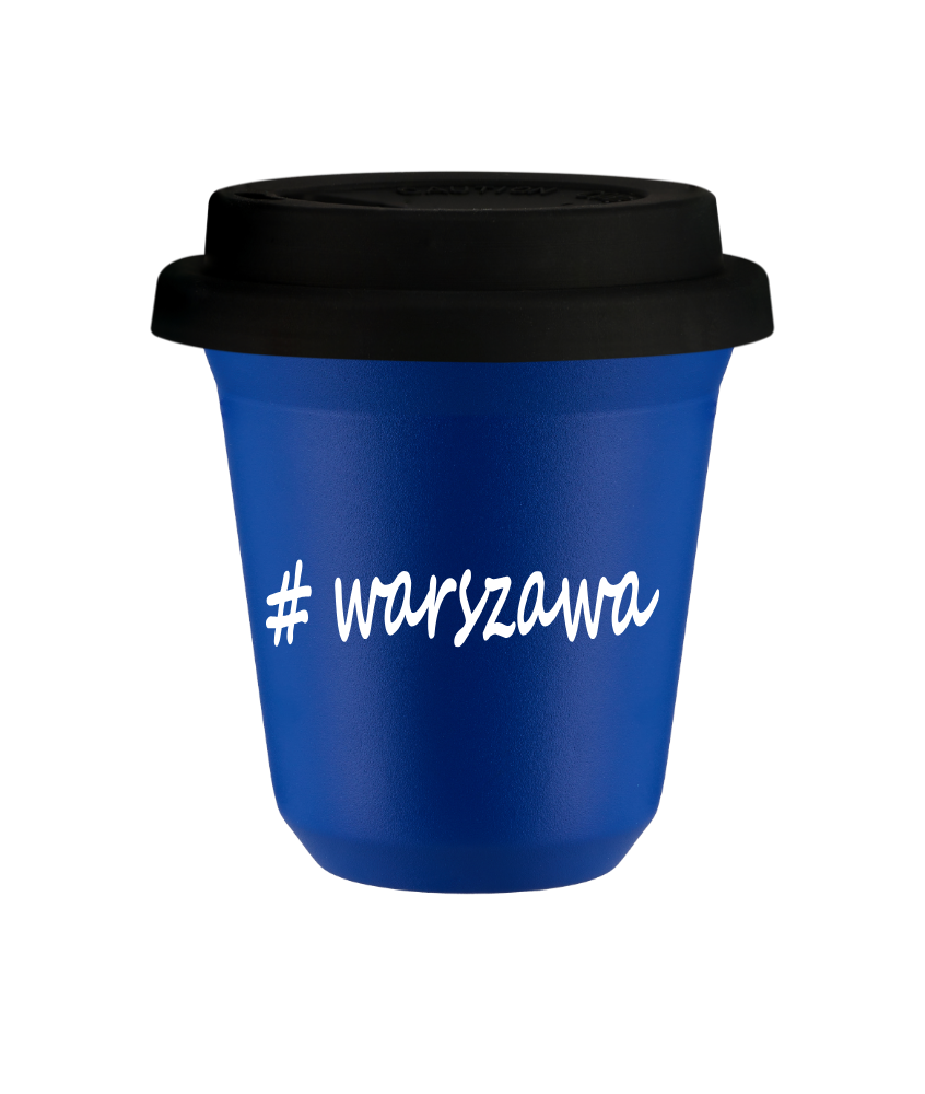 Tasse 150 ml BLEU "Warszawa", avec couvercle noir Tasse 150 ml BLEU "Warszawa", avec couvercle noir