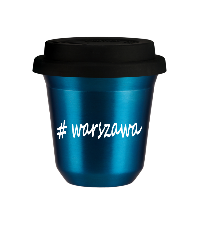 Tasse 80 ml BLEU MÉTALLIQUE "Warszawa", avec couvercle noir Tasse 80 ml BLEU MÉTALLIQUE "Warszawa", avec couvercle noir
