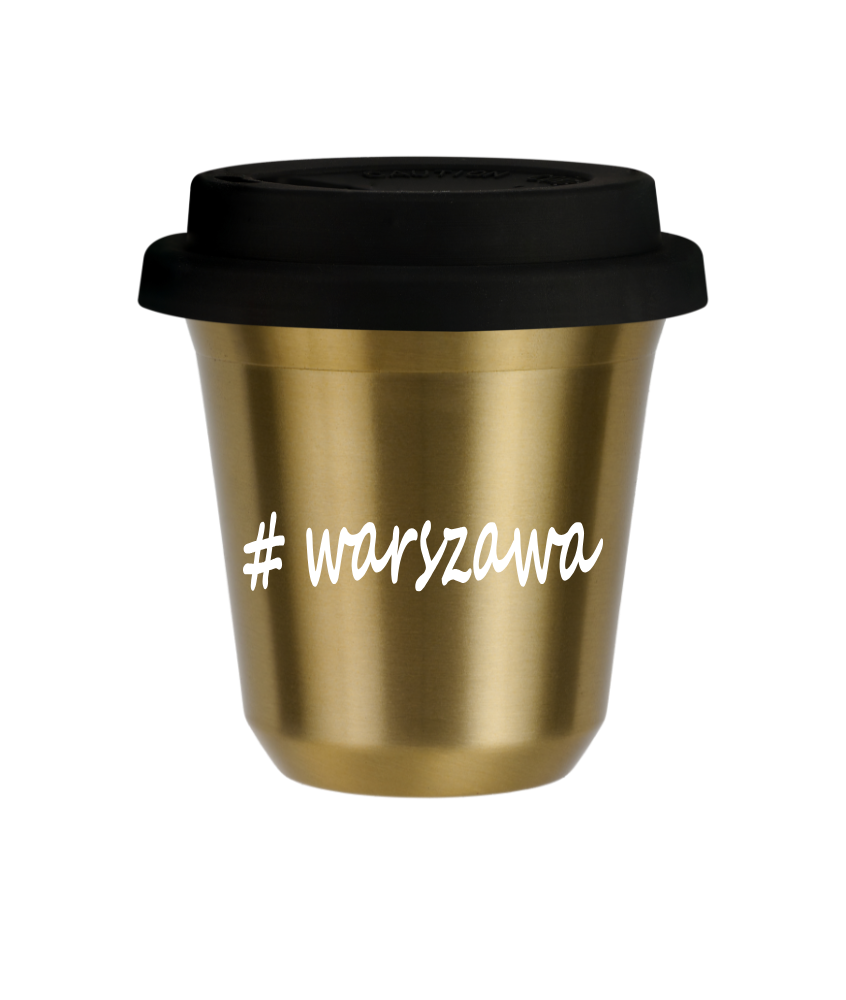 Tasse 150 ml OR "Warszawa", avec couvercle noir