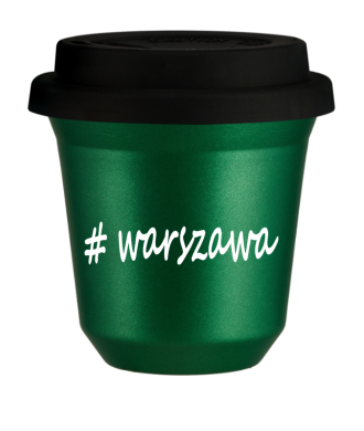 Tasse 150 ml VERT MÉTALLIQUE "Warszawa", avec couvercle noir Tasse 150 ml VERT MÉTALLIQUE "Warszawa", avec couvercle noir