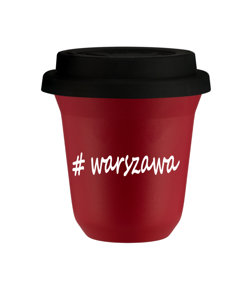Tasse 150 ml ROUGE "Warszawa", avec couvercle noir