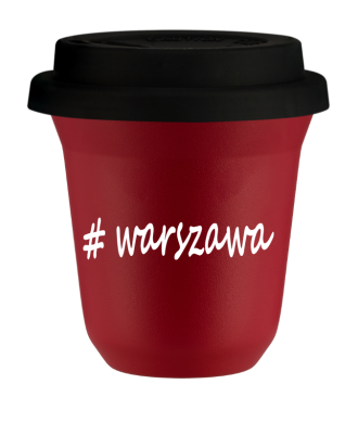 Tasse 240 ml ROUGE "Warszawa", avec couvercle noir Tasse 240 ml ROUGE "Warszawa", avec couvercle noir