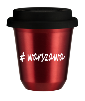 Tasse 80 ml ROUGE MÉTALLIQUE "Warszawa", avec couvercle noir Tasse 80 ml ROUGE MÉTALLIQUE "Warszawa", avec couvercle noir