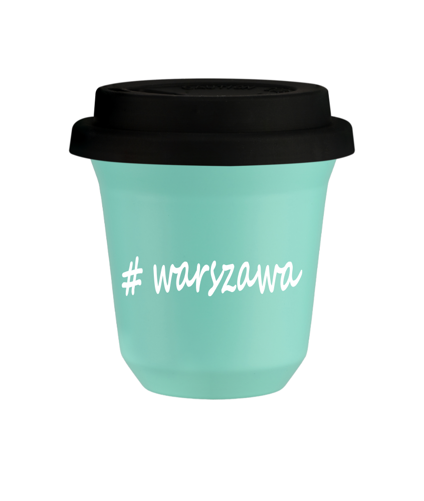 Tasse 80 ml TURQUOISE "Warszawa", avec couvercle noir