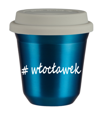 Tasse 80 ml BLEU MÉTALLIQUE "Włocławek", avec couvercle blanc Tasse 80 ml BLEU MÉTALLIQUE "Włocławek", avec couvercle blanc