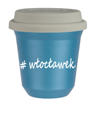 Tasse 150 ml BLEU CLAIR MÉTALLIQUE "Włocławek", avec couvercle blanc Tasse 150 ml BLEU CLAIR MÉTALLIQUE "Włocławek", avec couvercle blanc