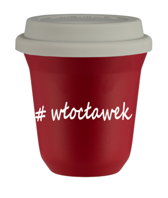 Tasse 240 ml ROUGE "Włocławek", avec couvercle blanc Tasse 240 ml ROUGE "Włocławek", avec couvercle blanc
