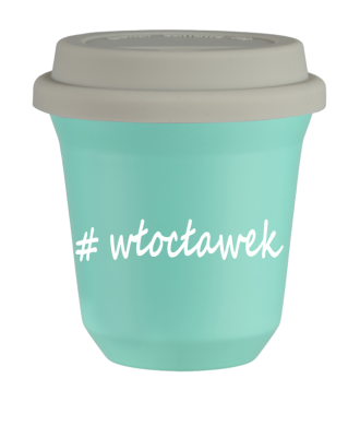 Tasse 240 ml TURQUOISE "Włocławek", avec couvercle blanc Tasse 240 ml TURQUOISE "Włocławek", avec couvercle blanc