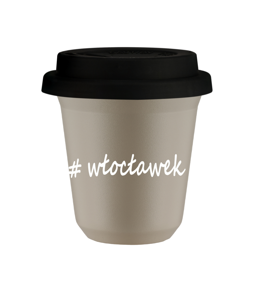 Tasse 80 ml BEIGE "Włocławek", avec couvercle noir