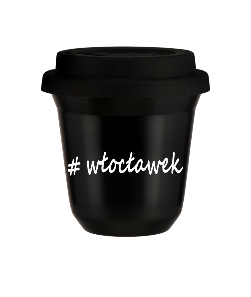 Tasse 80 ml NOIR "Włocławek", avec couvercle noir