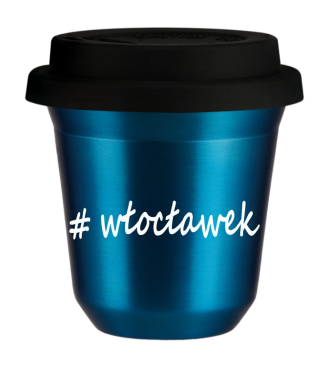Tasse 240 ml BLEU MÉTALLIQUE "Włocławek", avec couvercle noir Tasse 240 ml BLEU MÉTALLIQUE "Włocławek", avec couvercle noir