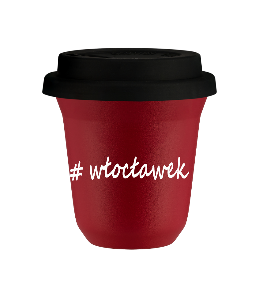 Tasse 150 ml ROUGE "Włocławek", avec couvercle noir Tasse 150 ml ROUGE "Włocławek", avec couvercle noir