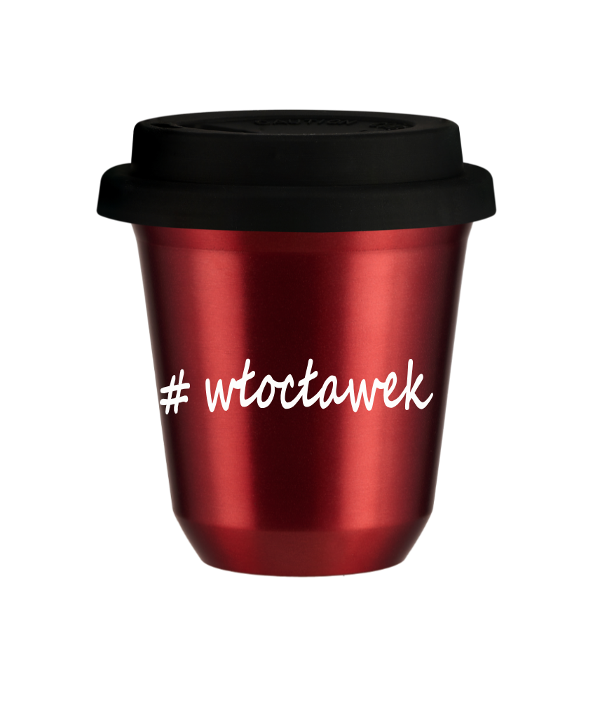 Tasse 240 ml ROUGE MÉTALLIQUE "Włocławek", avec couvercle noir Tasse 240 ml ROUGE MÉTALLIQUE "Włocławek", avec couvercle noir