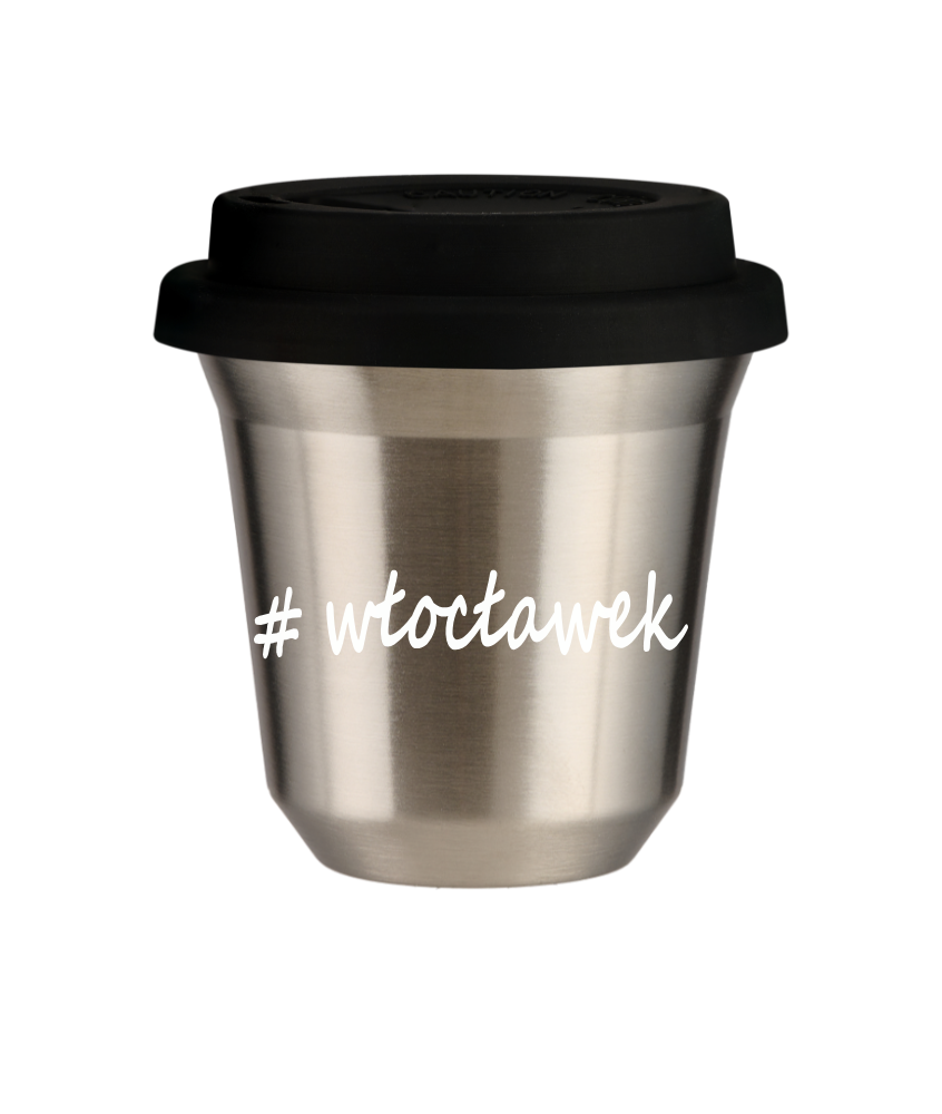 Tasse 80 ml ARGENT "Włocławek", avec couvercle noir Tasse 80 ml ARGENT "Włocławek", avec couvercle noir
