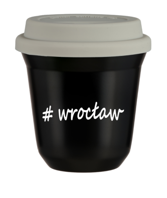 Tasse 240 ml NOIR "Wrocław", avec couvercle blanc Tasse 240 ml NOIR "Wrocław", avec couvercle blanc