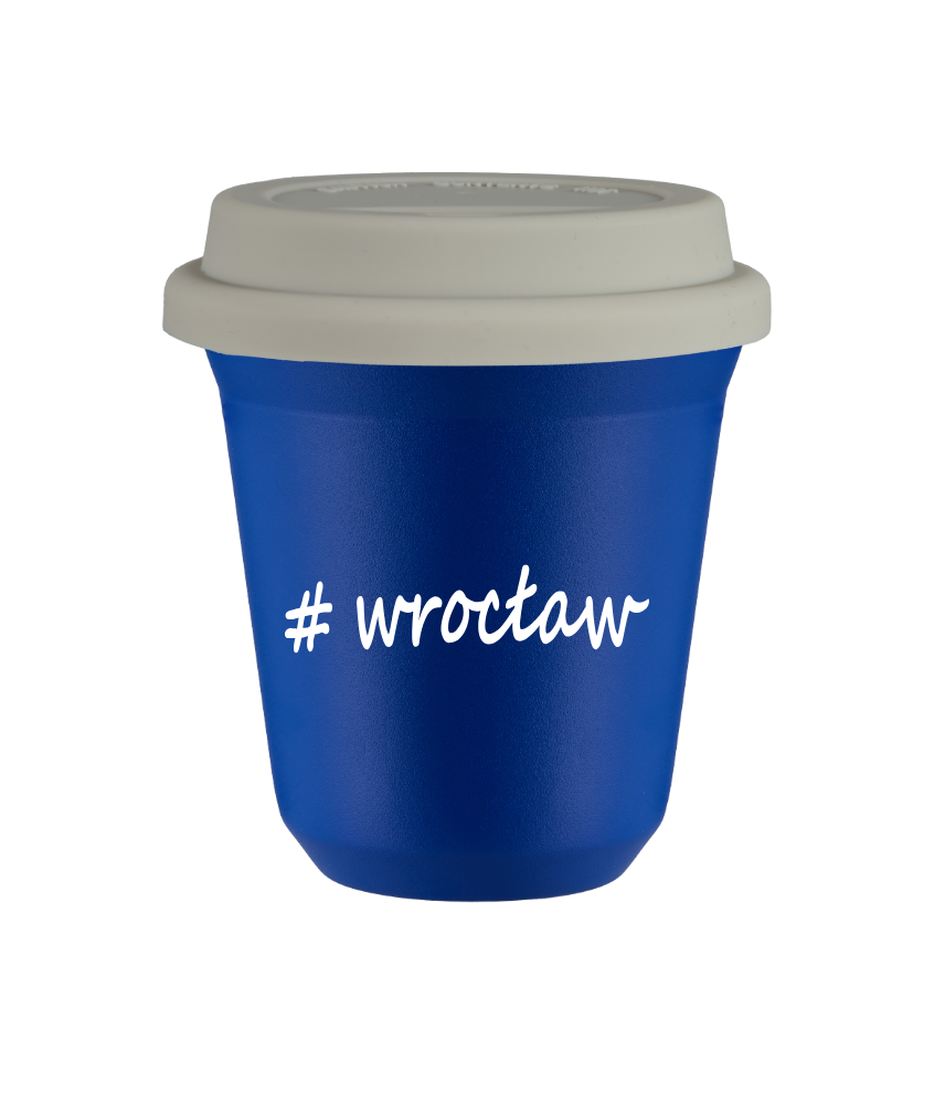 Tasse 80 ml BLEU "Wrocław", avec couvercle blanc Tasse 80 ml BLEU "Wrocław", avec couvercle blanc