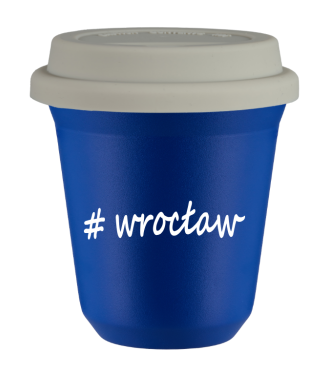 Tasse 150 ml BLEU "Wrocław", avec couvercle blanc Tasse 150 ml BLEU "Wrocław", avec couvercle blanc