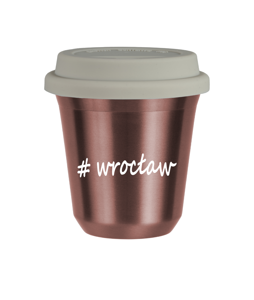 Tasse 80 ml OR ROSE "Wrocław", avec couvercle blanc