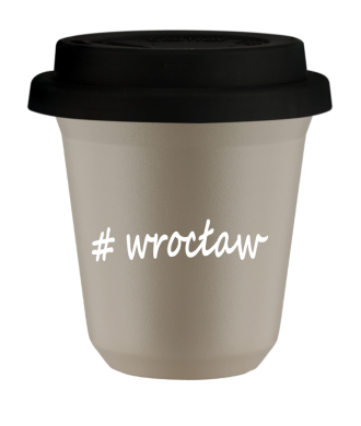 Tasse 150 ml BEIGE "Wrocław", avec couvercle noir Tasse 150 ml BEIGE "Wrocław", avec couvercle noir
