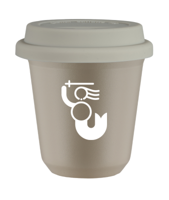Tasse 80 ml BEIGE "WARSZAWSKA SYRENKA (blanc)", avec couvercle blanc Tasse 80 ml BEIGE "WARSZAWSKA SYRENKA (blanc)", avec couvercle blanc