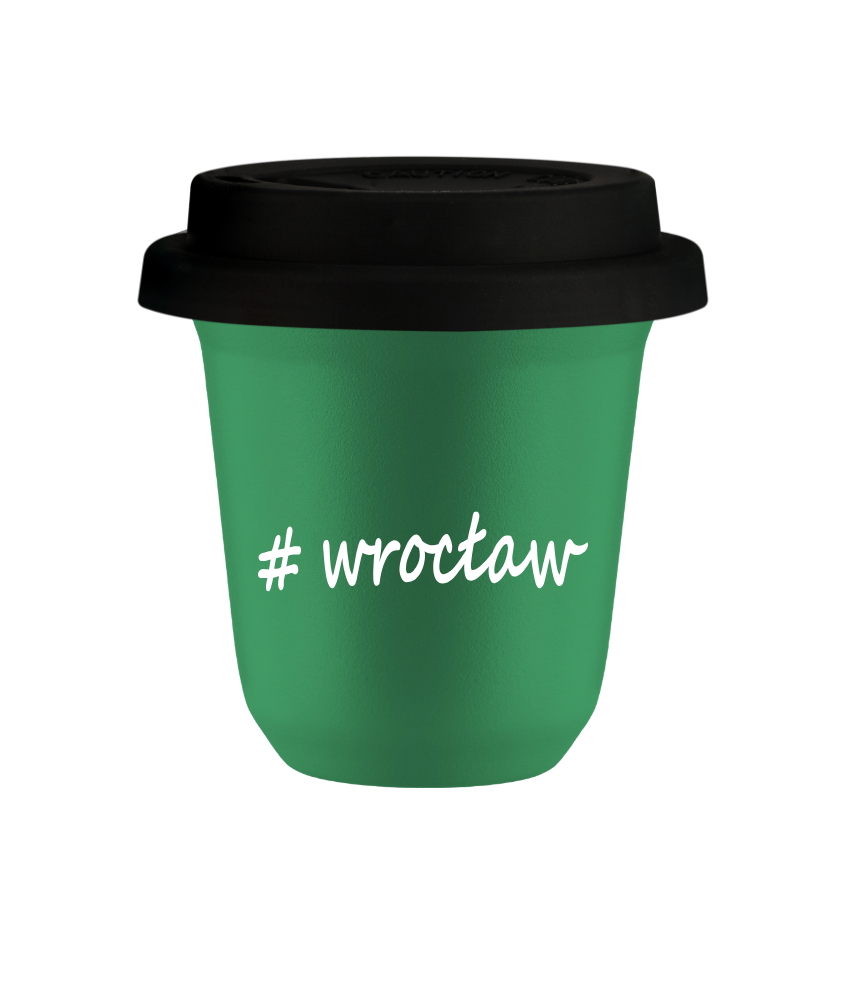 Tasse 150 ml VERT "Wrocław", avec couvercle noir