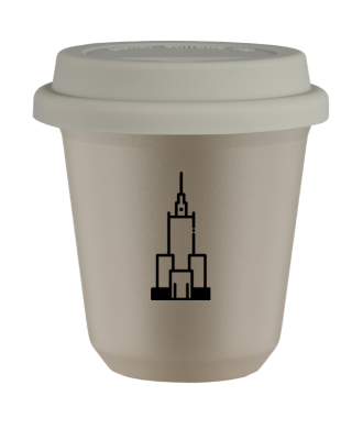 Tasse 80 ml BEIGE "Pałac kultury i nauki", avec couvercle blanc Tasse 80 ml BEIGE "Pałac kultury i nauki", avec couvercle blanc