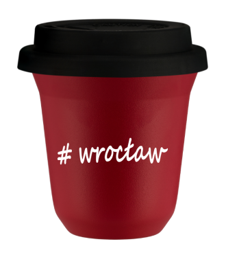Tasse 150 ml ROUGE "Wrocław", avec couvercle noir Tasse 150 ml ROUGE "Wrocław", avec couvercle noir