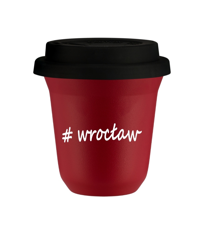 Tasse 150 ml ROUGE "Wrocław", avec couvercle noir
