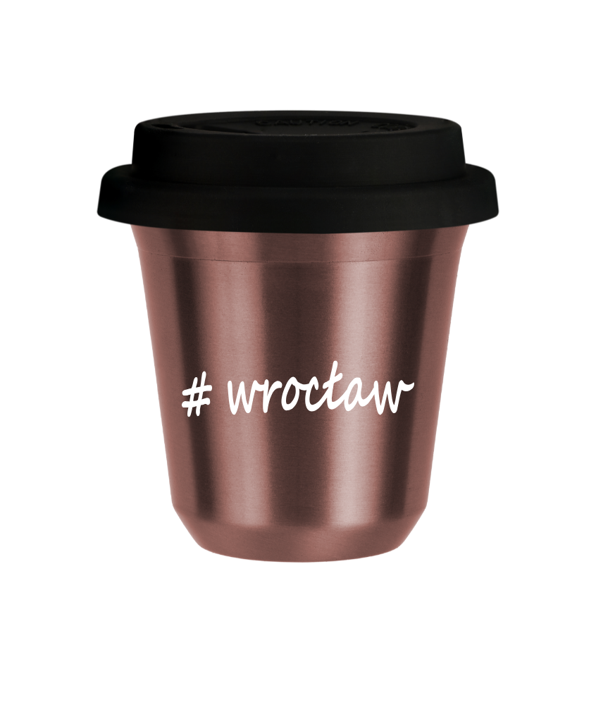 Tasse 150 ml OR ROSE "Wrocław", avec couvercle noir