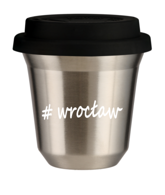 Tasse 150 ml ARGENT "Wrocław", avec couvercle noir Tasse 150 ml ARGENT "Wrocław", avec couvercle noir