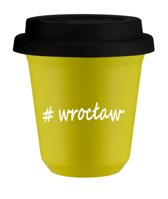 Tasse 150 ml JAUNE "Wrocław", avec couvercle noir Tasse 150 ml JAUNE "Wrocław", avec couvercle noir