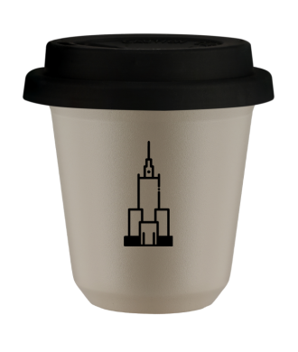 Tasse 80 ml BEIGE "Pałac kultury i nauki (noir)", avec couvercle noir Tasse 80 ml BEIGE "Pałac kultury i nauki (noir)", avec couvercle noir