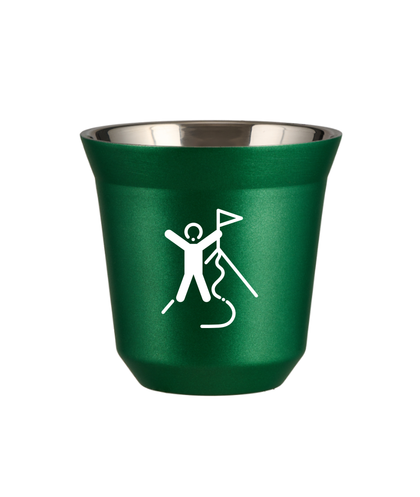 Tasse 80 ml VERT MÉTALLIQUE "Escalade 1 (blanc)"