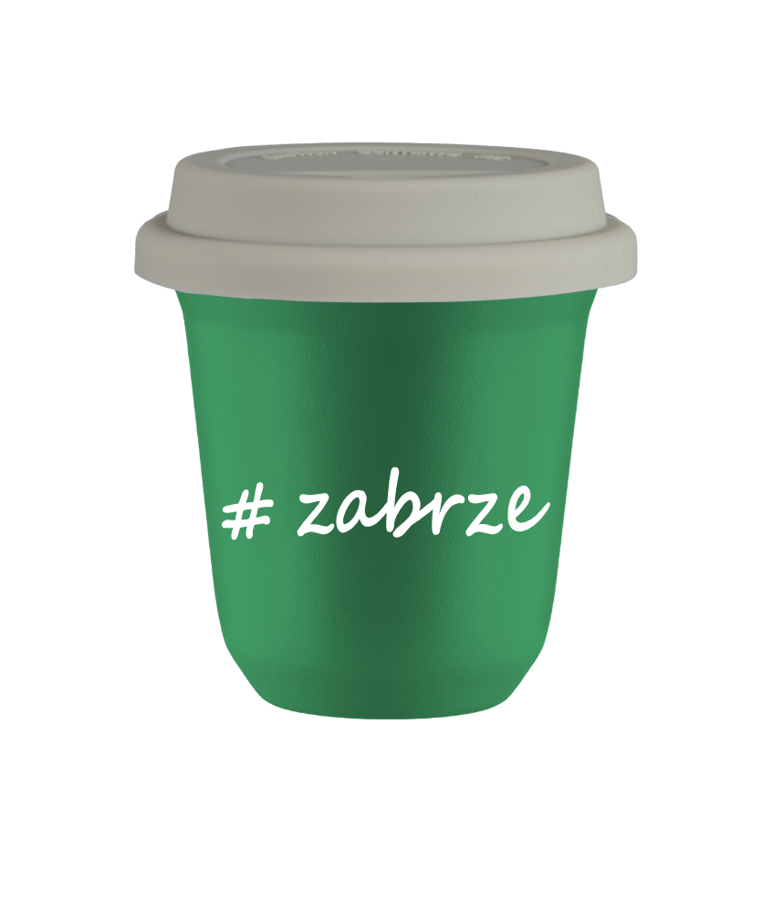 Tasse 240 ml VERT "Zabrze", avec couvercle blanc Tasse 240 ml VERT "Zabrze", avec couvercle blanc
