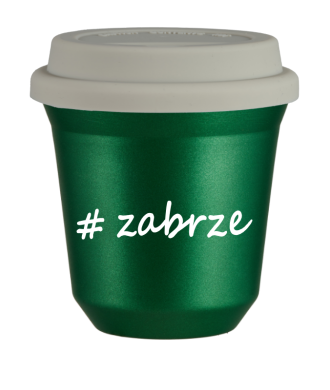 Tasse 240 ml VERT MÉTALLIQUE "Zabrze", avec couvercle blanc Tasse 240 ml VERT MÉTALLIQUE "Zabrze", avec couvercle blanc
