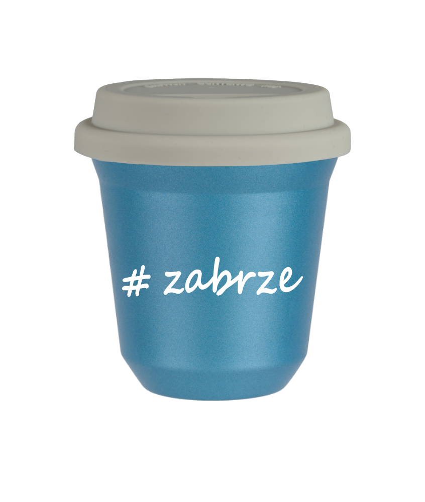 Tasse 150 ml BLEU CLAIR MÉTALLIQUE "Zabrze", avec couvercle blanc Tasse 150 ml BLEU CLAIR MÉTALLIQUE "Zabrze", avec couvercle blanc