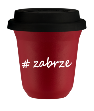Tasse 150 ml ROUGE "Zabrze", avec couvercle noir Tasse 150 ml ROUGE "Zabrze", avec couvercle noir