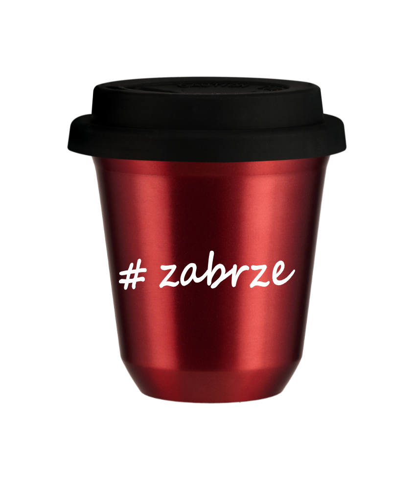 Tasse 150 ml ROUGE MÉTALLIQUE "Zabrze", avec couvercle noir