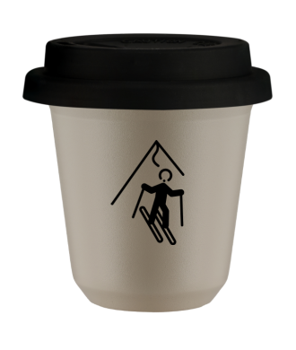 Tasse 80 ml BEIGE "Ski", avec couvercle noir Tasse 80 ml BEIGE "Ski", avec couvercle noir