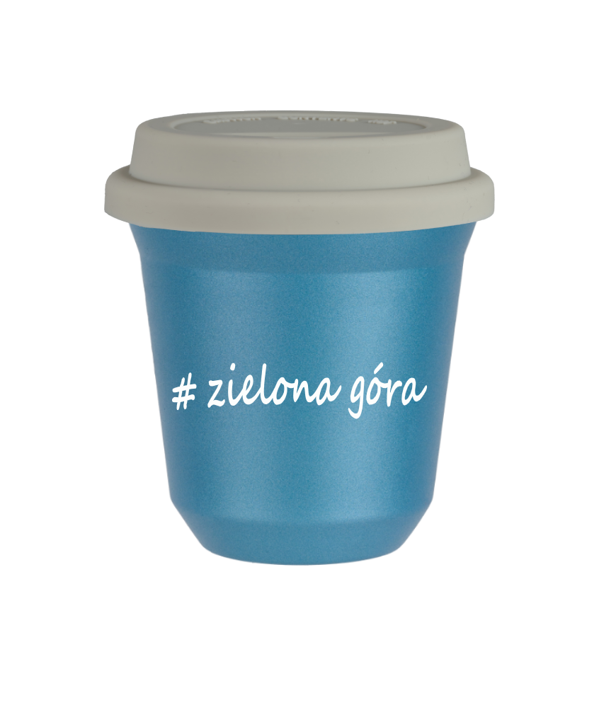 Tasse 80 ml BLEU CLAIR MÉTALLIQUE "Zielona Góra", avec couvercle blanc Tasse 80 ml BLEU CLAIR MÉTALLIQUE "Zielona Góra", avec couvercle blanc