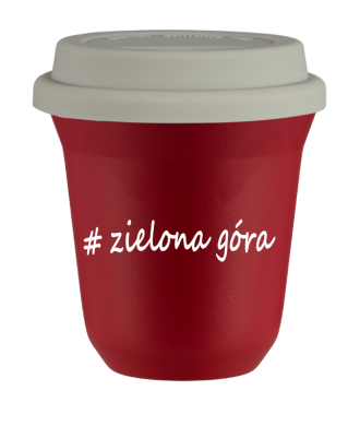 Tasse 150 ml ROUGE "Zielona Góra", avec couvercle blanc Tasse 150 ml ROUGE "Zielona Góra", avec couvercle blanc