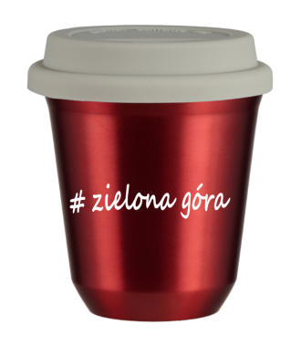 Tasse 240 ml ROUGE MÉTALLIQUE "Zielona Góra", avec couvercle blanc Tasse 240 ml ROUGE MÉTALLIQUE "Zielona Góra", avec couvercle blanc